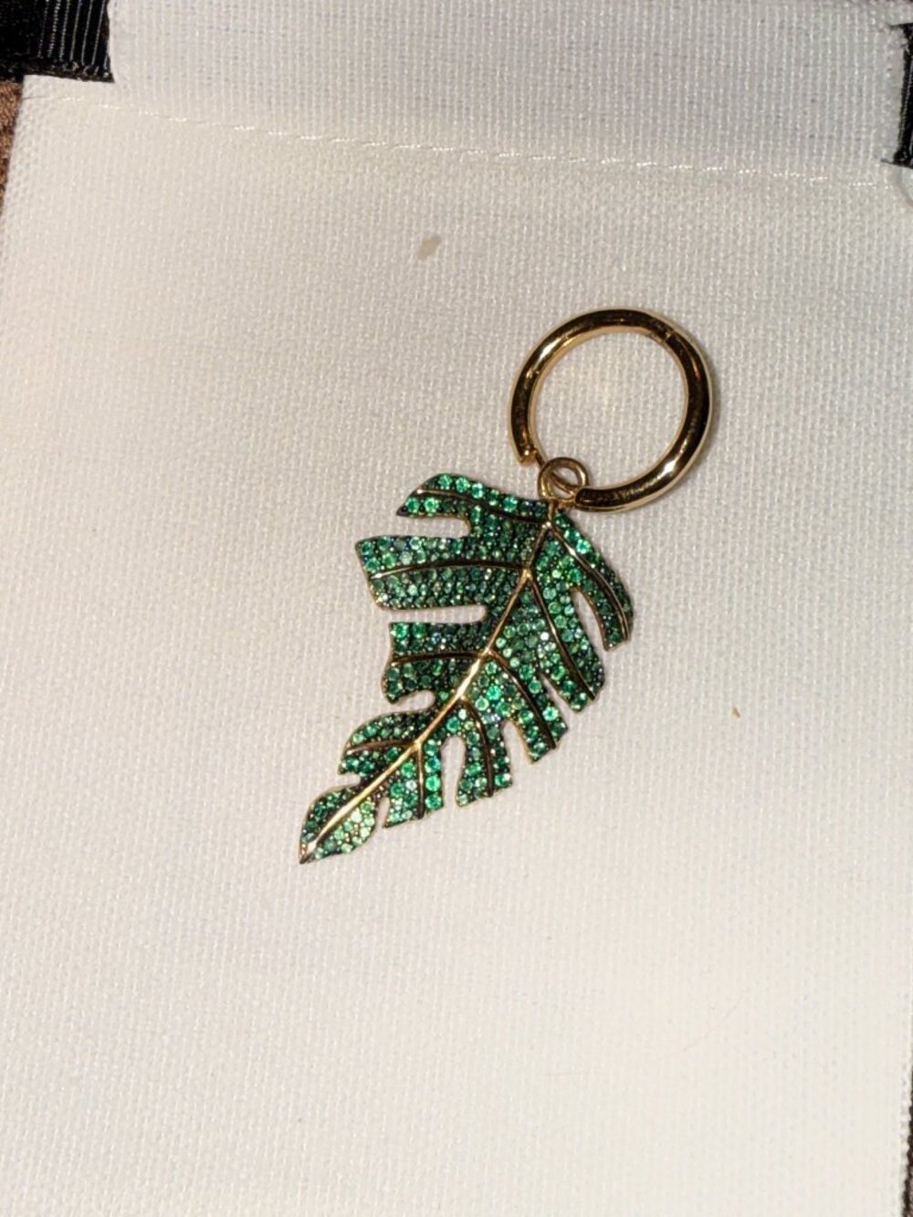 APM Monaco Green Crystal Leaf Charm Pendant